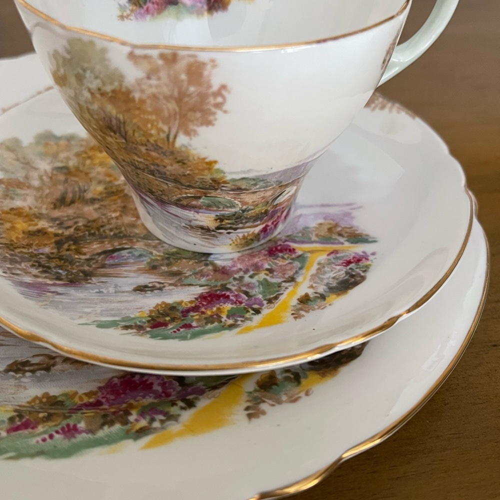 Vintage Shelley China Dessert plate, Tea Cup and Saucer Set
